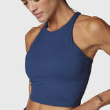 TOP  CROP MID SUPPORT DENIM BLUE