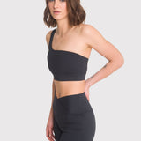 TOP  STRAPPY ONE SHOULDER BLACK