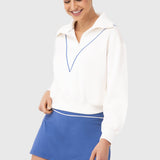 POLERON COURT HALF ZIP OFF WHITE