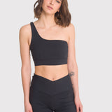 TOP  STRAPPY ONE SHOULDER BLACK