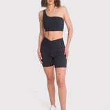 TOP  STRAPPY ONE SHOULDER BLACK