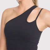 TOP  ONE SHOULDER CROP BLACK