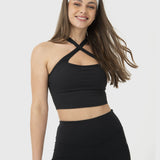 TOP  CROSS BACK CROP BLACK