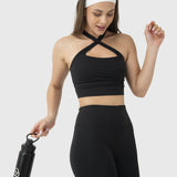 TOP  CROSS BACK CROP BLACK