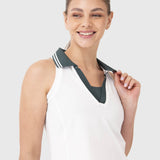 TOP  RIB POLO CROP WHITE
